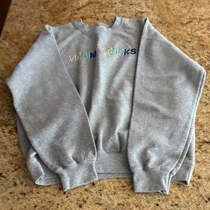 Gray Sweatshirt with Colorful Embroidery